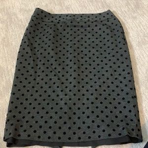 Grey and black polka dot pencil skirt